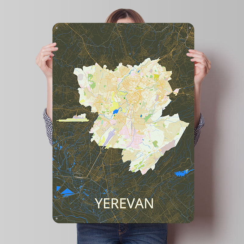 Custom Map Poster - Poster Peta Kota Yerevan dari Plat