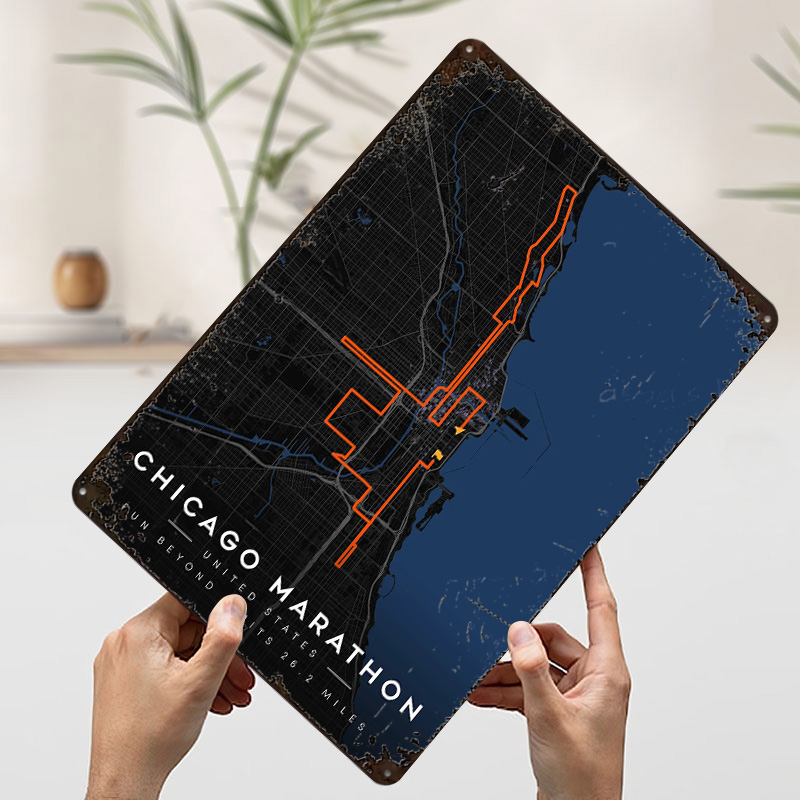 Peta Rute Marathon Chicago Pos - Custom Map Poster ulasan dan harga